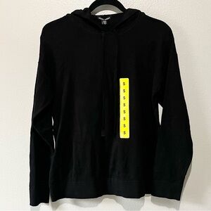 HILARY RADLY-NWT Black Knit Soft Sweater Hoodie Size S.
